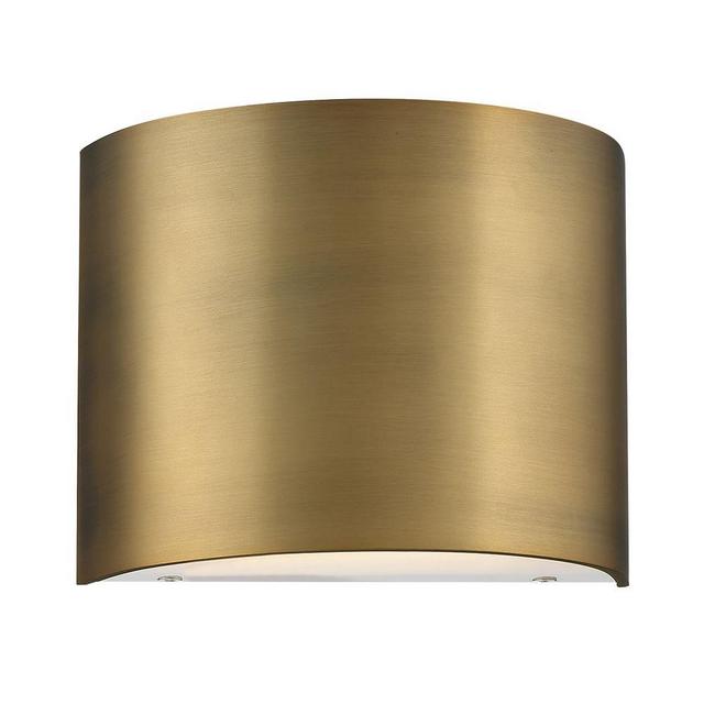 curved metal LED sconce 7", Aged Brass
