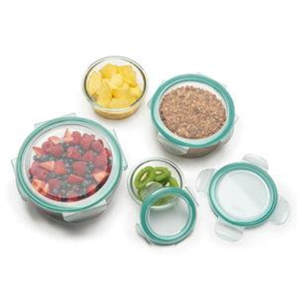 OXO 8 Piece Smart Seal Glass Round Container Set