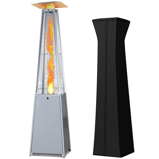 LAUSAINT HOME 2022 Propane Patio Heater with Waterproof Cover for Outside,45,000BTU Pyramid Outdoor Heater Quartz Glass Tube Flame Heater for Backyard Garden Christmas Decoration.Gift