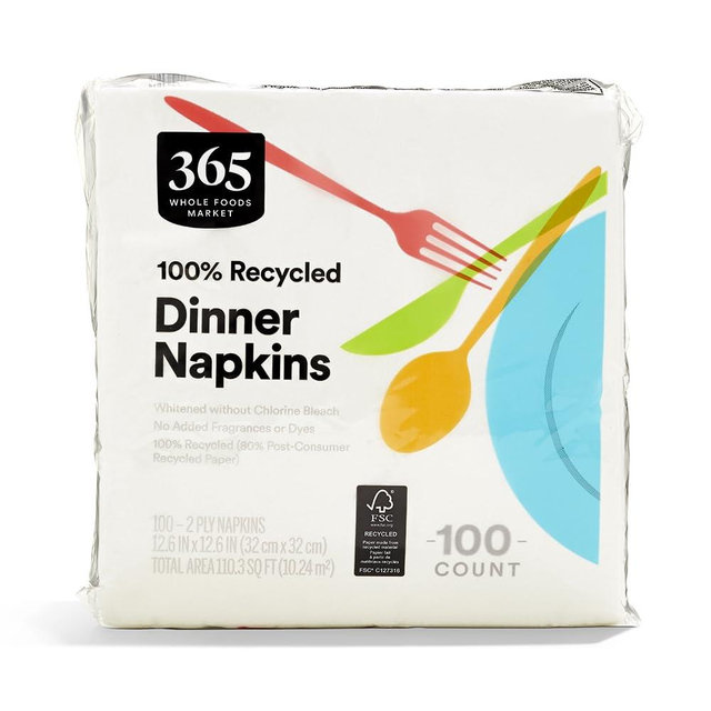 365 by Whole Foods Market, Dinner Napkins, 2-Ply, 100 Count