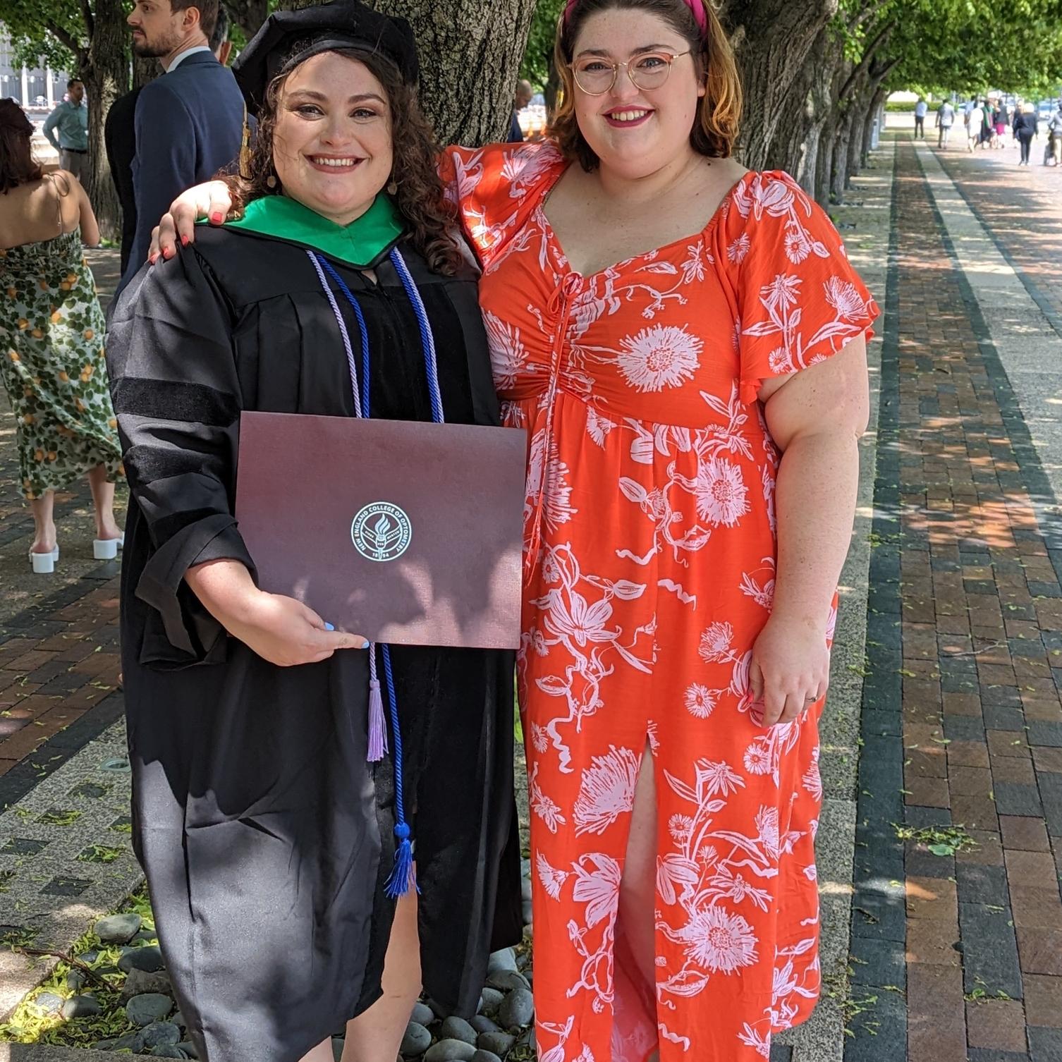 May 2023: M graduates from the New England College of Optometry with her doctorate.