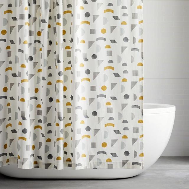 Mid Century Geo Shower Curtain + Liner