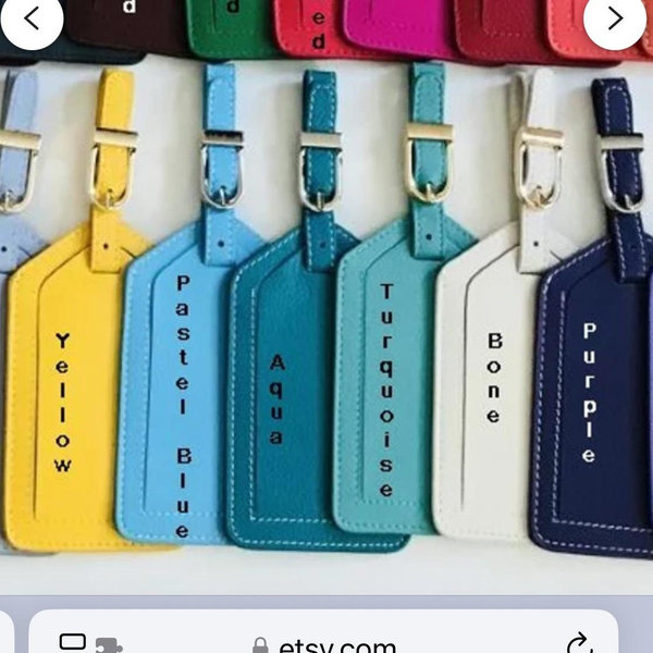 Personalized Luggage Tags set of 3 - Kresel, aqua, matte silver font, font 8