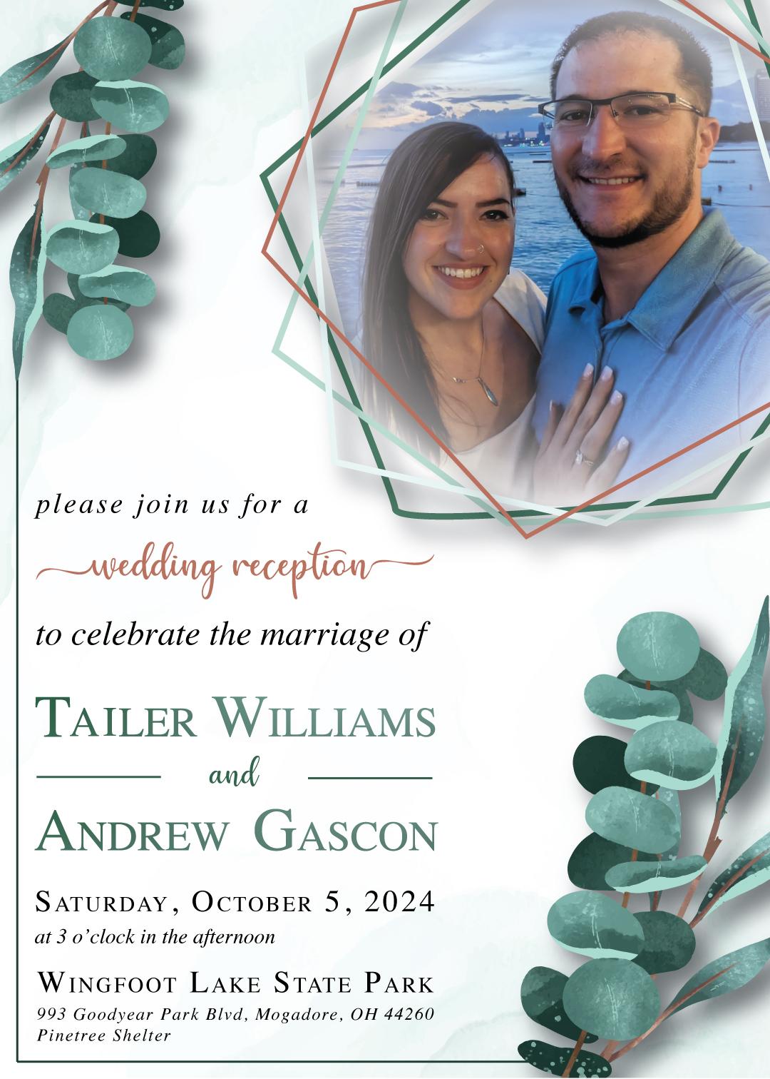 The Wedding Website of Tailer Williams and Andrew Gascon