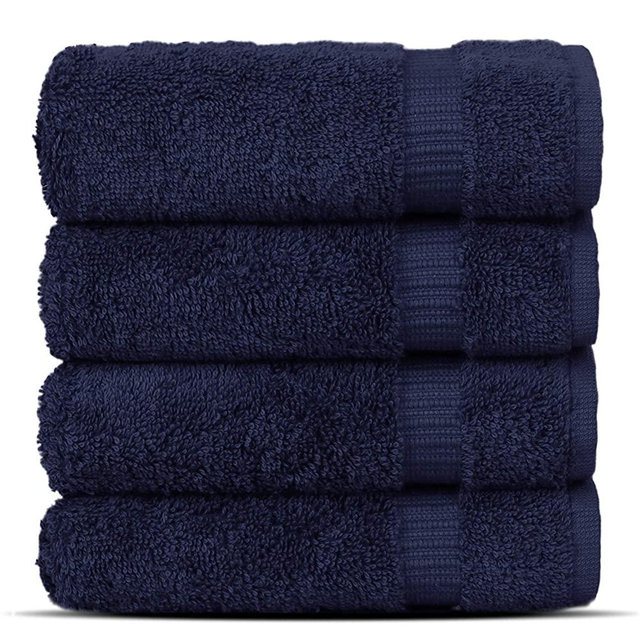 Chakir Turkish Linens Hotel & Spa Quality, Highly Absorbent 100% Cotton Turkish Washcloths (4 Pack, Navy)