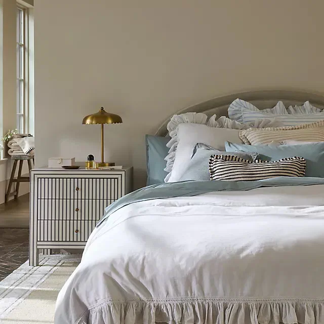 Organic Cotton Spa Sateen Ruffled Duvet Cover