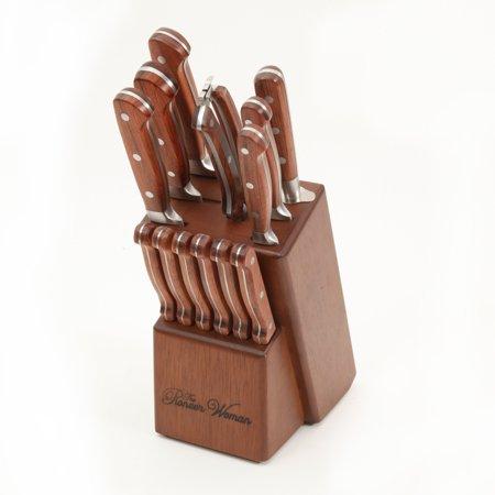 Pioneer Woman Rustic Knife Block Set with Rosewood Handles (14 Pieces)