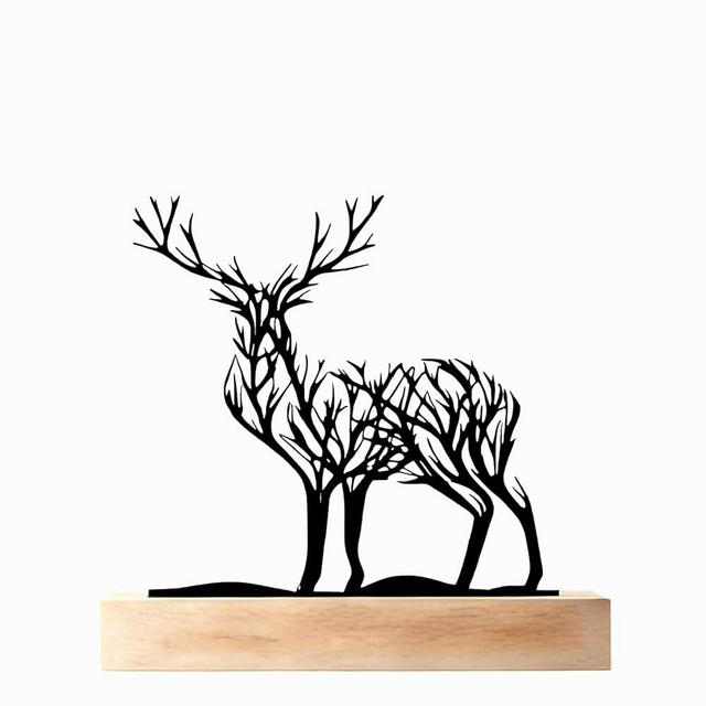 Black Deer Decor for Home Metal Reindeer Tree of Life Decor for Living Room Small Table Decor Modern Indoor Holiday Figurines Bedroom Decoration Rustic Desk Ornament Farmhouse Mantle Sign