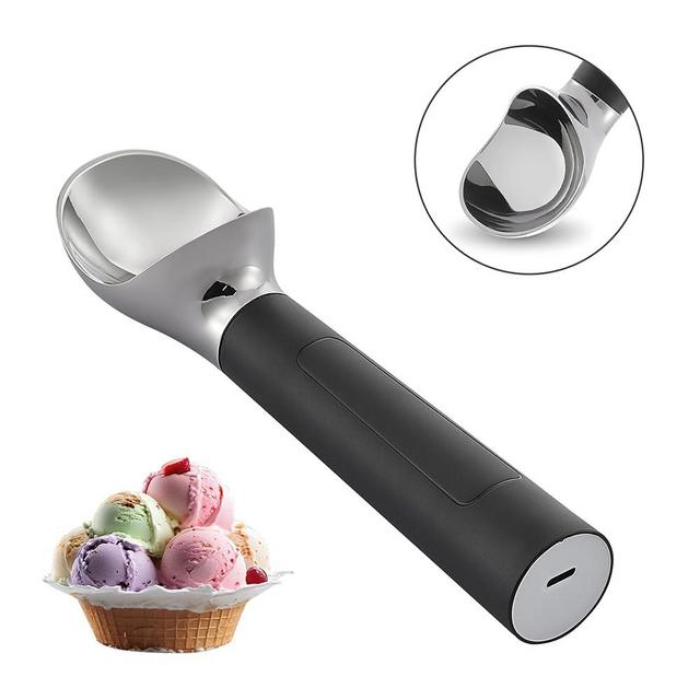 Rechargeable Electric Heated Ice Cream Scoop Best Rated Ice Cream Scooper with LED Display IP67 Waterproof Professional Ice Cream Scoop for Hard Ice Cream, Best Icecream Scooper (Black)