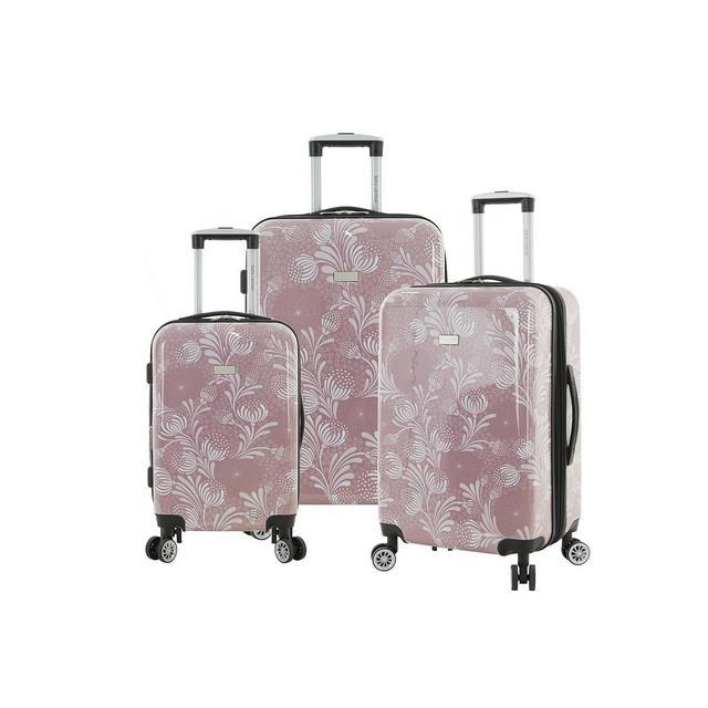 Travelers Club Bella Caronia Posh 3pc Expandable Hardside Checked Spinner Luggage Set - Blush