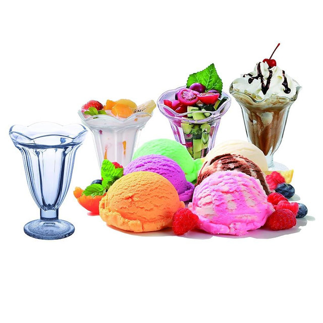 Chefcaptain Set Of 4 Extra Large 10 Oz Milkshake Glasses And Sundae Cups, Thick Clear Glass Tulip Design, Zero Lead Dishwasher Safe