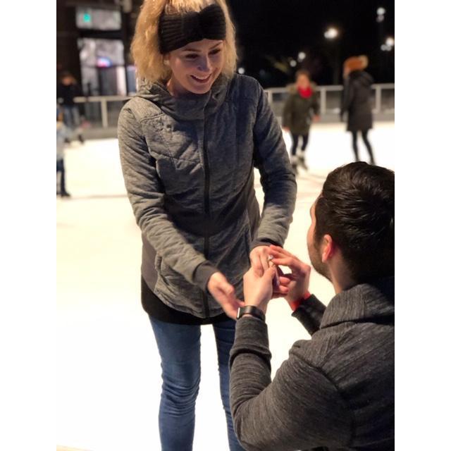 The proposal! Riverfront Park Downtown Spokane. Nick's life revolves around Hockey so it's only fitting to propose on the ice 🏒💍