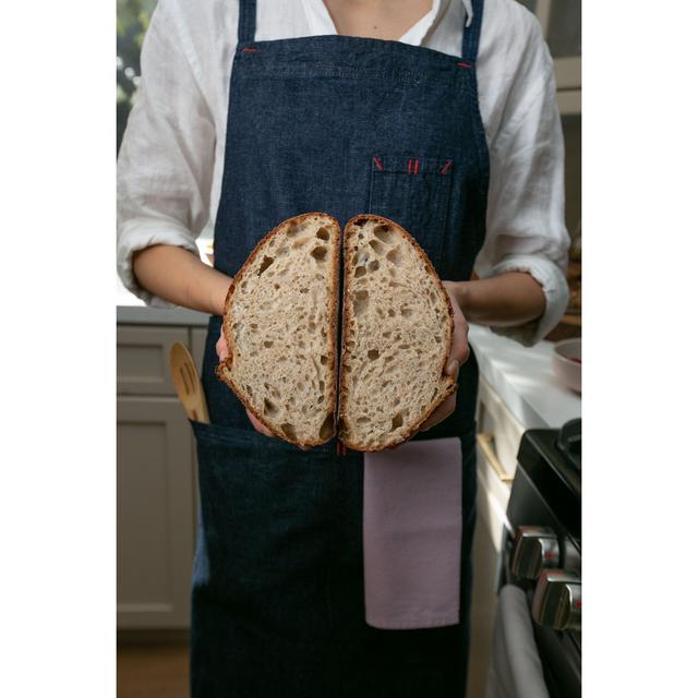 Denim Full Cross-Back Apron - Red Stitching