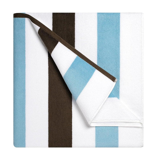 Bornbay Cotton Oversized Beach Towel - Extra Large 40"X70" Big Cute Thick Pool Towel, XL Stitch Beach Towels Striped Blue Brown Swimming Towel for Adults Mens Women