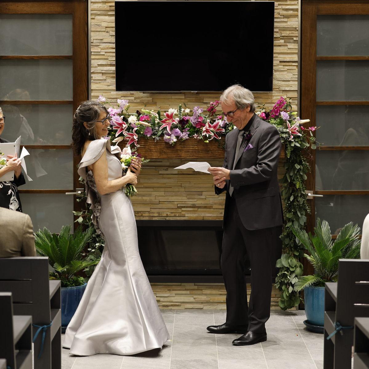 A wedding first:  "Eviscerate" was included in Paul's vows to Liz