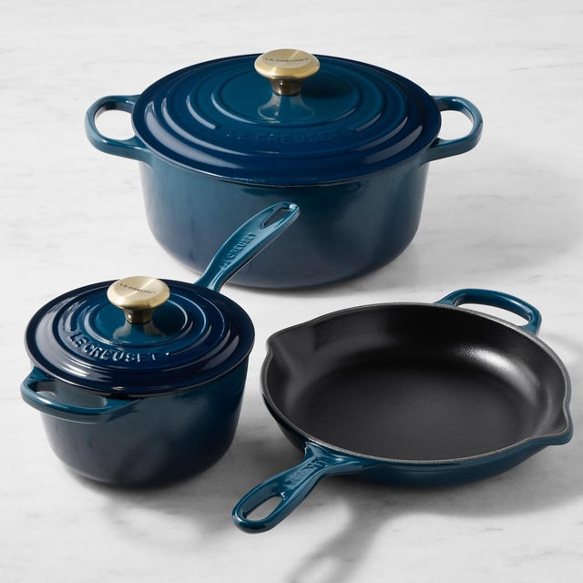 Le Creuset Signature Enameled Cast Iron 5-Piece Cookware Set, Agave