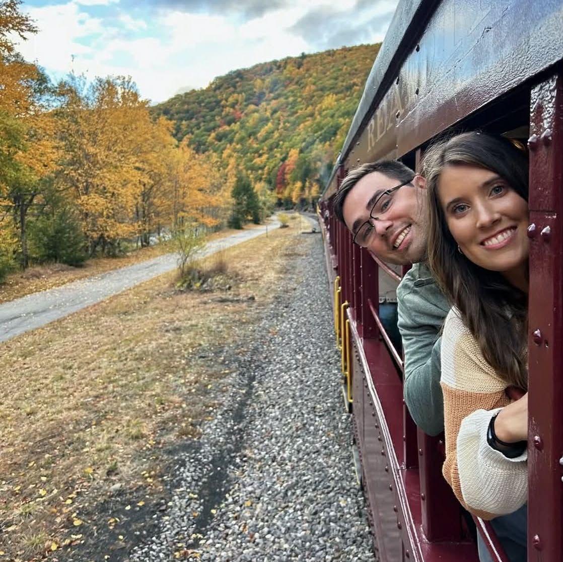 October 22, 2023: A weekend in the Pocono mountains where the couple took a scenic train ride through Jim Thorpe