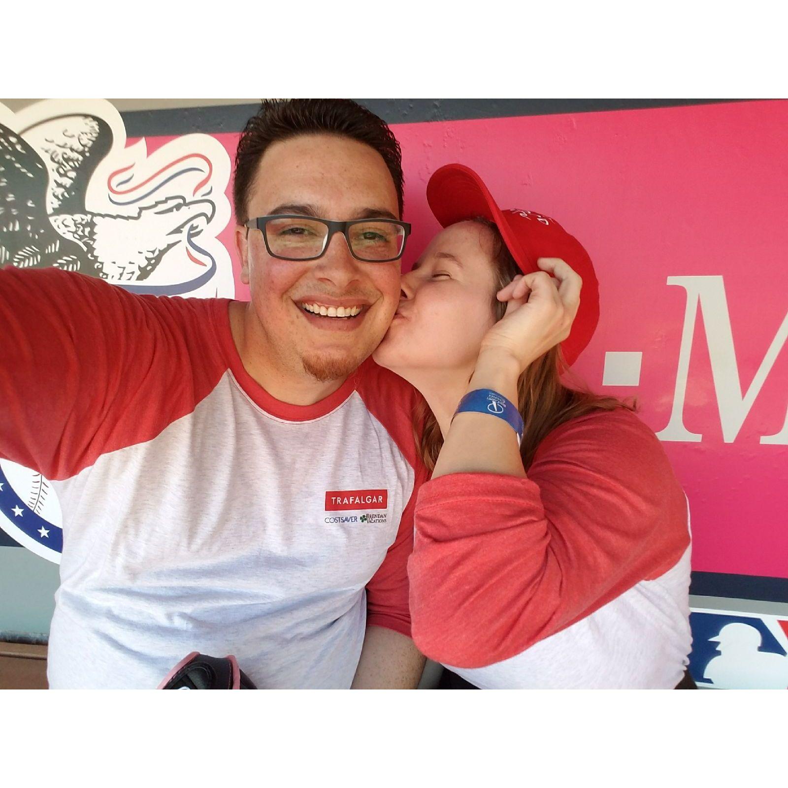 First public work outing as a couple at Angels' stadium!