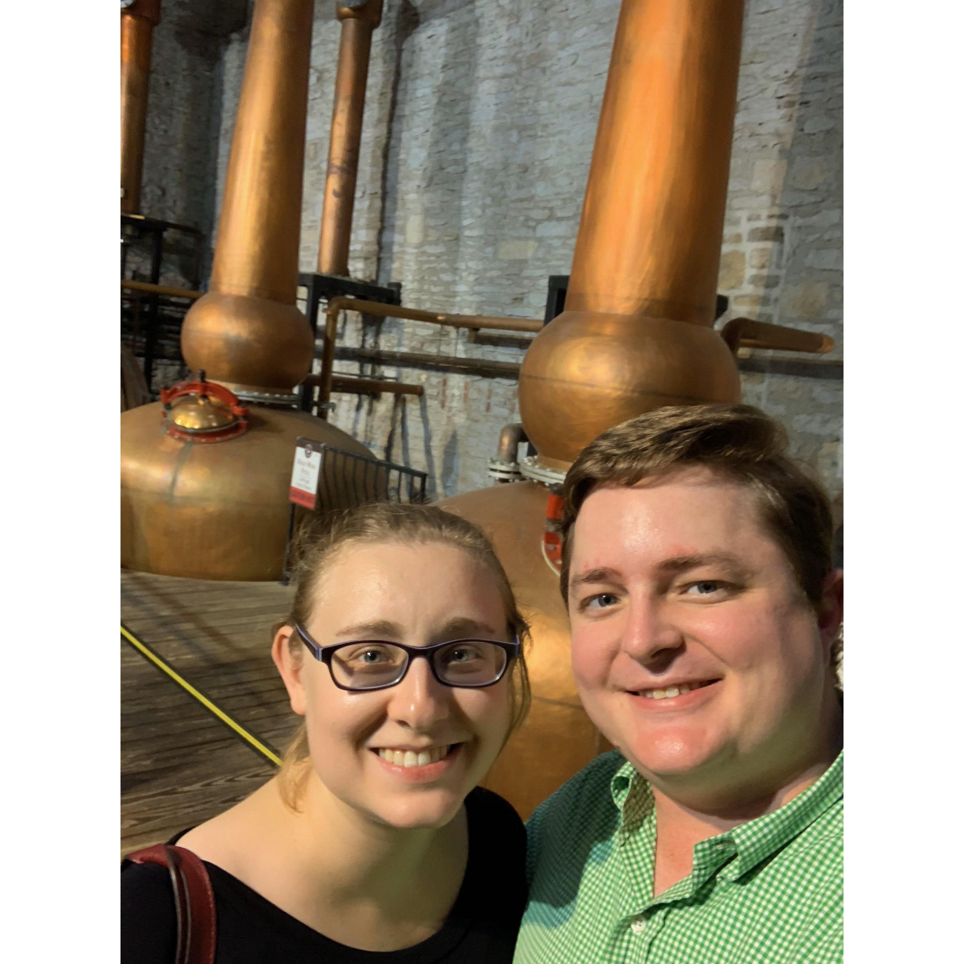 At the Woodford Reserve Distillery on the Bourbon Trail trip for Betsy's 30th birthday.