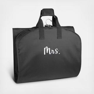 60" Gown Length Script "Mrs" Tri-Fold Travel Garment Bag with Pockets