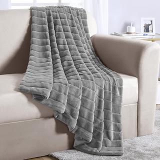WellBeing Large Ribbed Faux Rabbit Throw
