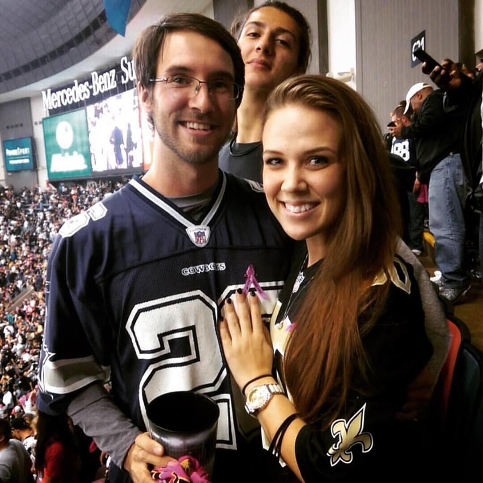 Our first NFL game, Saints played Cowboys in the dome. We were a house divided XD