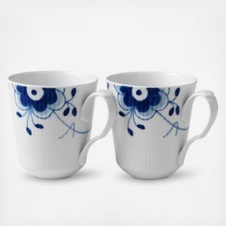 Blue Fluted Mega Mug, Set of 2