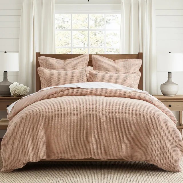 Mills Waffle Rose Full/Queen Duvet Set - Levtex Home