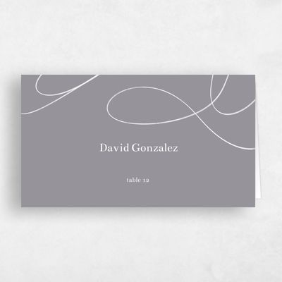Gray, Grey Wedding Place Card - Powell