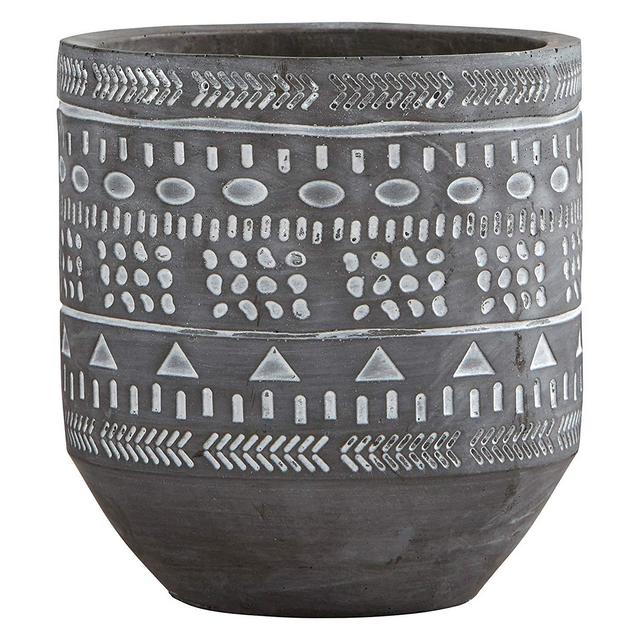 Sapota - Rivet Modern Concrete Planter With Painted Accents, 6"H, Grey/White
