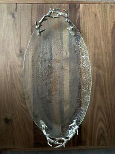 Michael Aram Ocean Reef Seafood Platter large Glass Textured Wedding Coral RARE