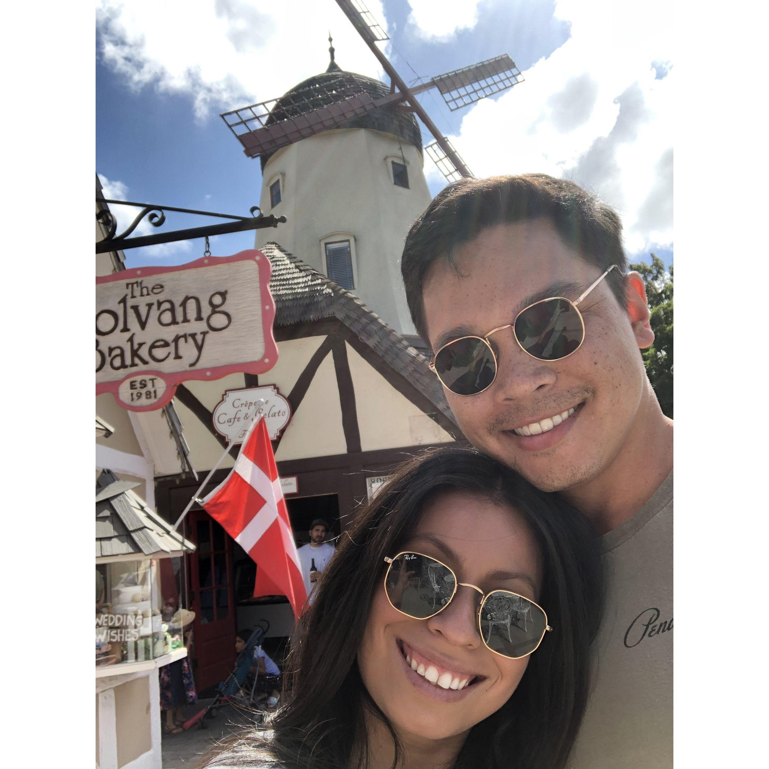 In Solvang, celebrating their first anniversary.