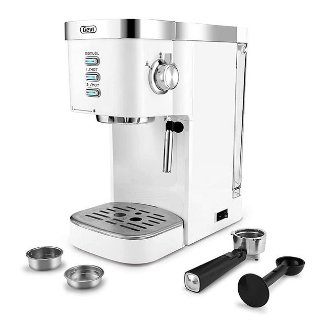 Gevi Espresso Machines 20 Bar Fast Heating Automatic Cappuccino Coffee Maker with Foaming Milk Frother Wand for Espresso, Latte Macchiato, 1.2L Removable Water Tank, 1350W, White2