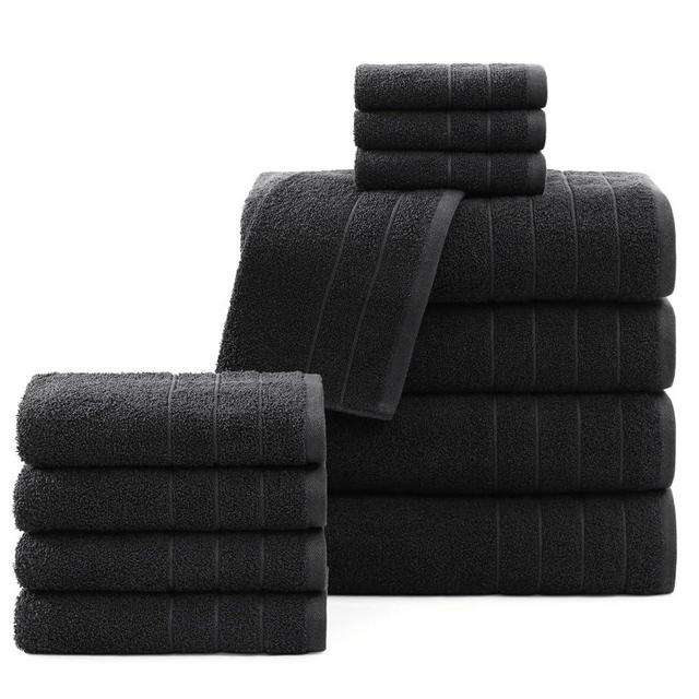 Casa Platino Black Towels Bathroom Sets, 12 Piece Towels Set, 4 Large Bath Towels(30"x 60"), 4 Hand Towels & 4 Washcloths, 100% Ring Spun Cotton Bathroom Towels, Soft Black Towel Set, Absorbent Towels
