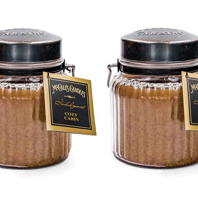 McCalls Candles Cozy Cabin Indulgence 2-Pack | 18 oz. Glass Jar Scented Candles | Winter Scents Double-Wick Candles for The Home | Gift Set Made in USA