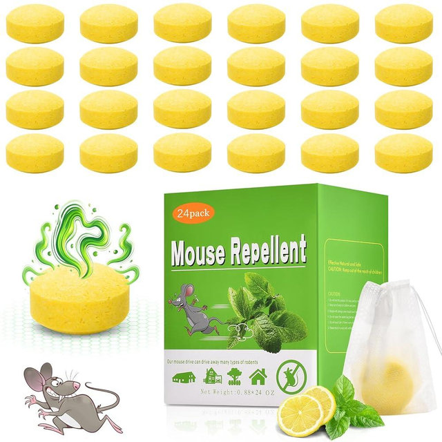 YOOYHHOME Mouse Repellent 24pcs Peppermint Oil Moth Balls for Rodents, Deterrent Rats Squirrel Mice Repellent for Car,Kitchen,Warehouse,Outdoor and Indoor, Safe for Humans & Pets