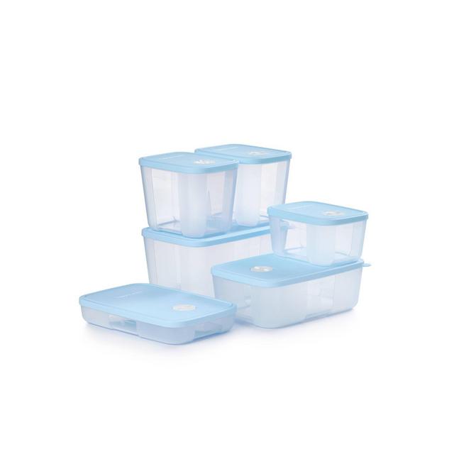 Tupperware 12pc Food Storage Date Store and Freeze Set Light Blue