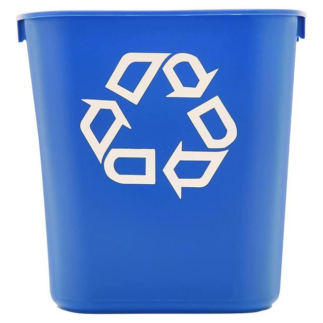 Rubbermaid Commercial Products Fg295573Blue Plastic Resin Deskside Office Small Recycling Can, 3.5 Gallon/13 Quart, Blue Recycling Symbol
