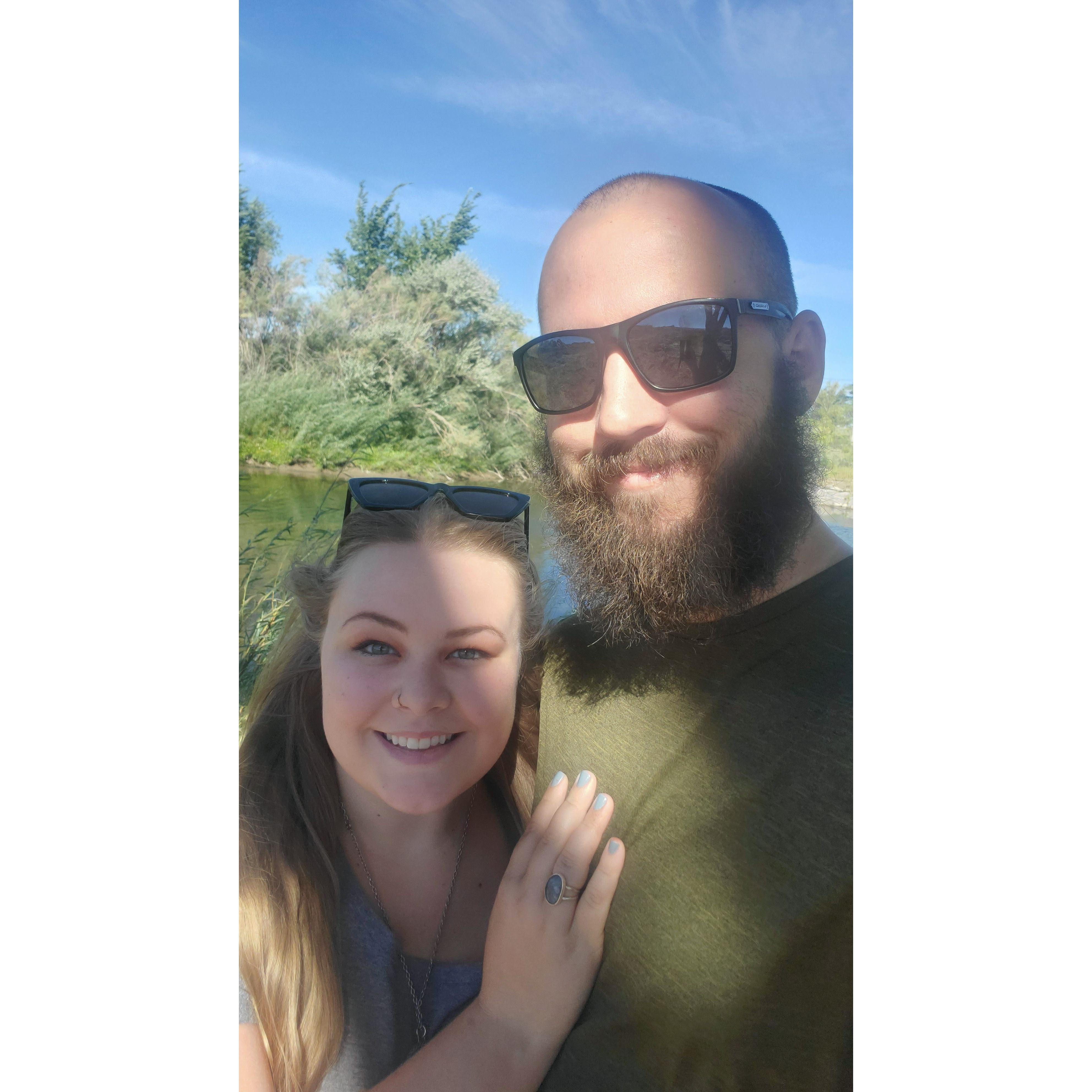 Lyndsey wanted a ring that was locally sourced, so we got an opal from Spencer, Idaho and had a local silversmith in Idaho Falls make it into the ring