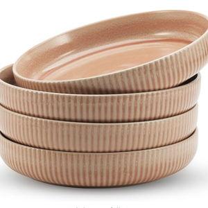 American Atelier 9-Inch Pasta Bowl (Set of 4) - 42 oz Wide Shallow Porcelain Low Dinner Bowls, Stylish & Modern Dinnerware for Serving at Home, Restaurants, First Apartment, College Dorms (Blush)