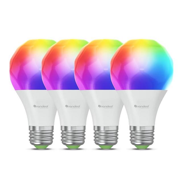 Nanoleaf Essentials Smart Light Bulbs, Matter Smart LED Bulbs Work with Alexa & Google Home, 1000lm 16M+ RGBTW Color Changing Light Bulb, Music Sync A19 E26 2.4GHz WiFi Bluetooth Light Bulb 60W, 4PK