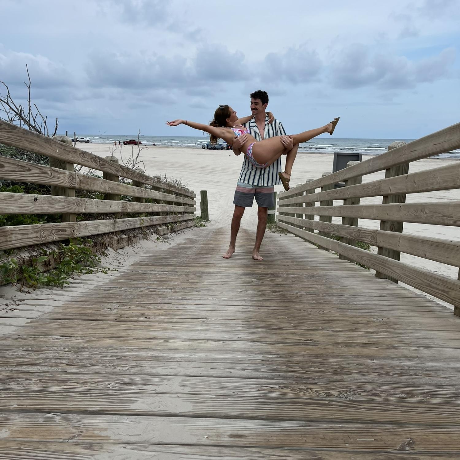 Taking pictures on the pier in Port Aransas.