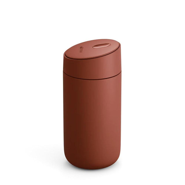 Fellow 12 oz Carter Slide Travel Mug – One-Handed Slide Lid, Vacuum Insulated Stainless Steel Tumbler with Ceramic Interior for Hot and Cold Drinks, Leak-Proof and Dishwasher Safe, Sienna