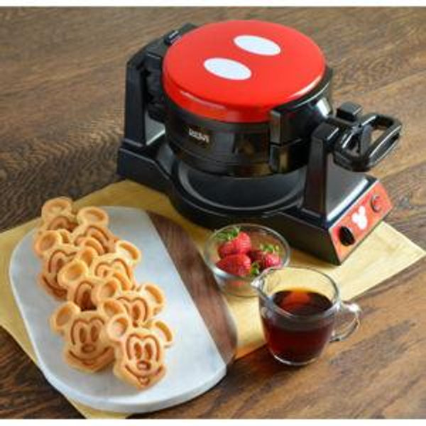 Disney Mickey Mouse Waffle Maker by Select Brands - Premium Mickey Mouse Kitchen Appliance - Disney Kitchen Appliances - 7" Waffles, Red