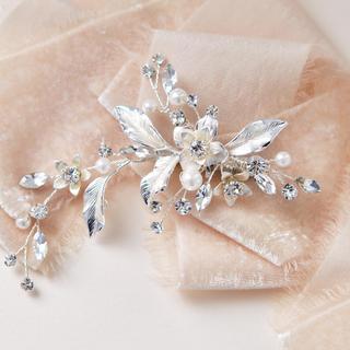 Petite Pearl and Floral Bridal Clip