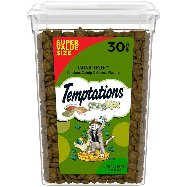 Temptations Cat Treats, Classic Crunchy and Soft Cat Treats, Catnip Fever Flavor, Catnip Treats, 30 oz. Tub