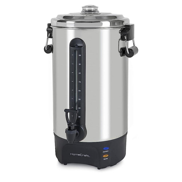 Homecraft 100-Cup Coffee Urn and Hot Beverage Dispenser with Dripless Faucet, Quick-Brewing, Stainless Steel