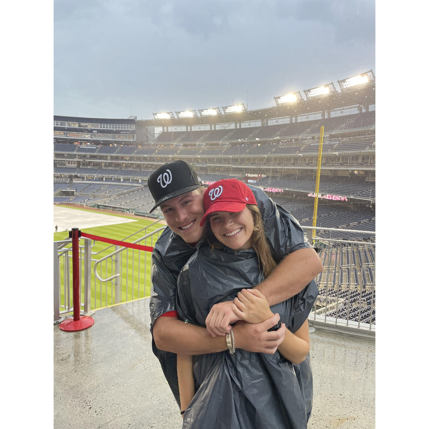 Anthony's first Nationals game (it poured rain of course)!