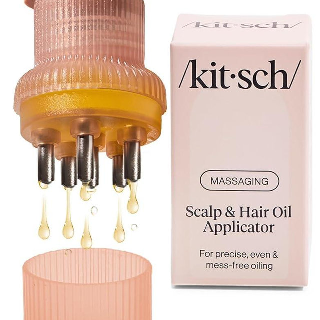 Kitsch Scalp & Hair Oil Applicator – Stainless Steel Bristles Scalp Oil Applicator for Even Distribution, Mess-Free Oiling & Head Massager Scalp – Precision Hair Care Tool for Roots & All Hair Types