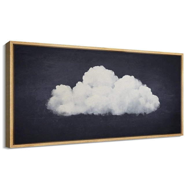 SIGNFORD Extra Large Framed Canvas Print Wall Art Solitary Cloud Minimalist Sky Illustrations Modern Art Calm Warm for Living Room, Bedroom, Office - 60"x30"